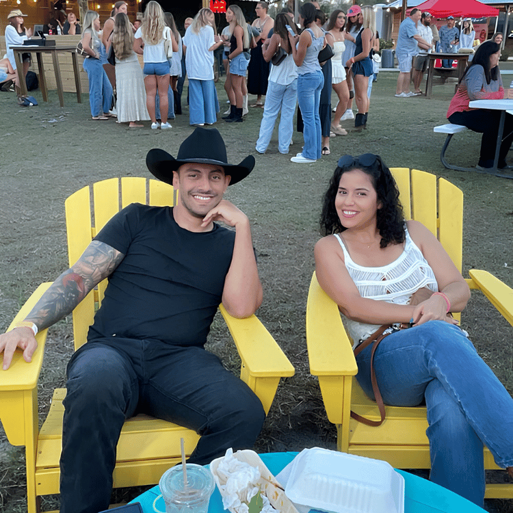 Couple relaxing and enjoying the evening event